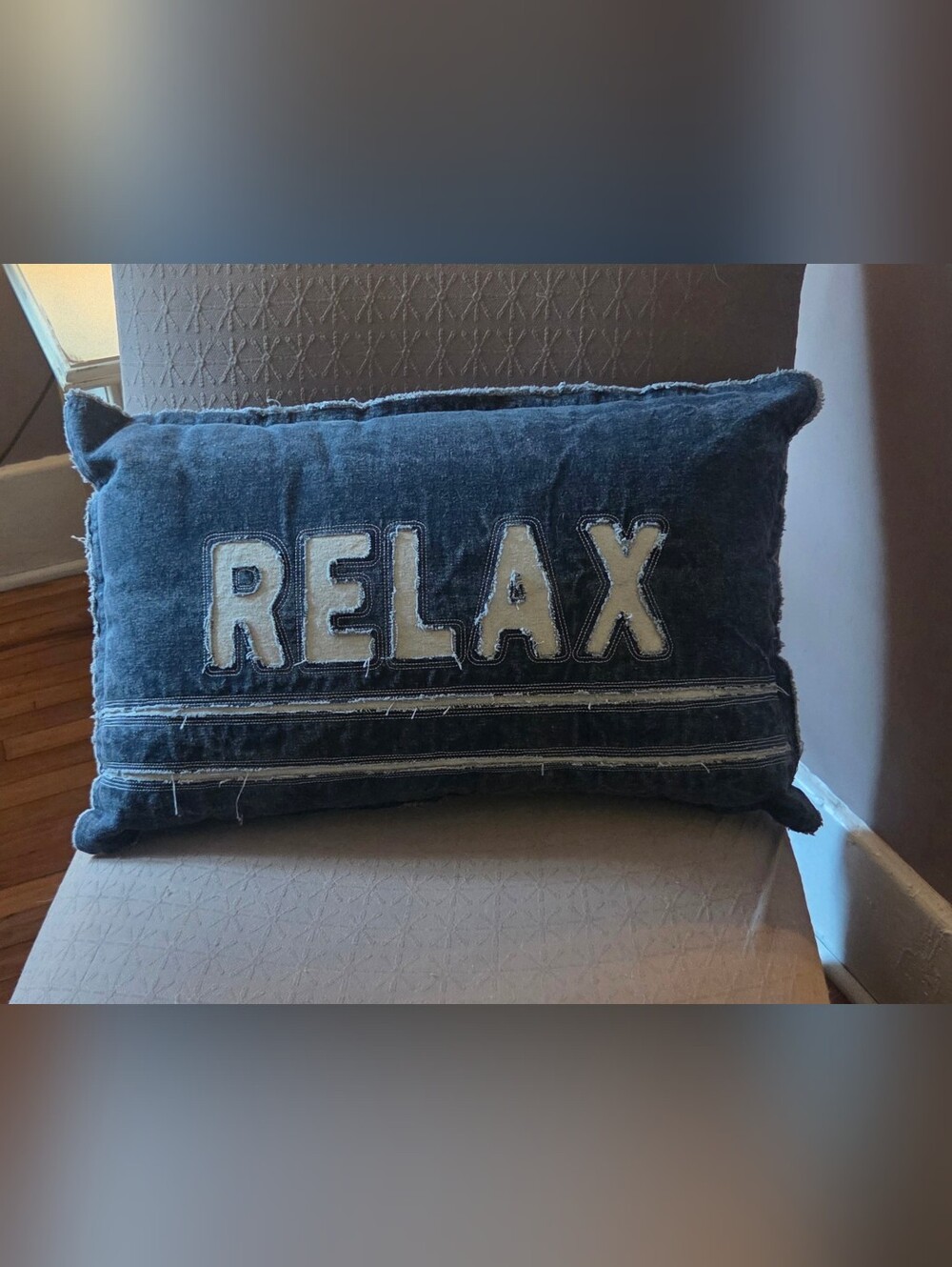 RELAX Denim Throw Pillow